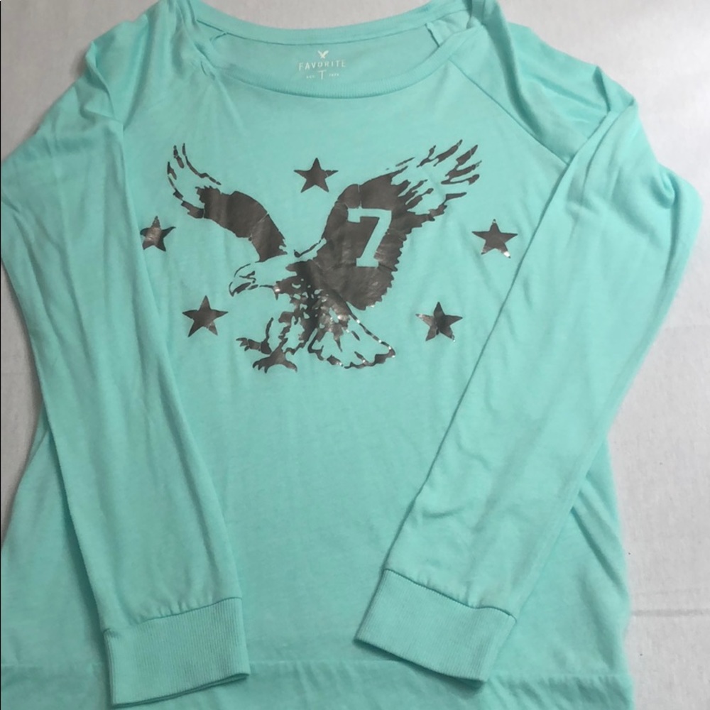 American Eagle Mint Green Long Sleeve Shirt